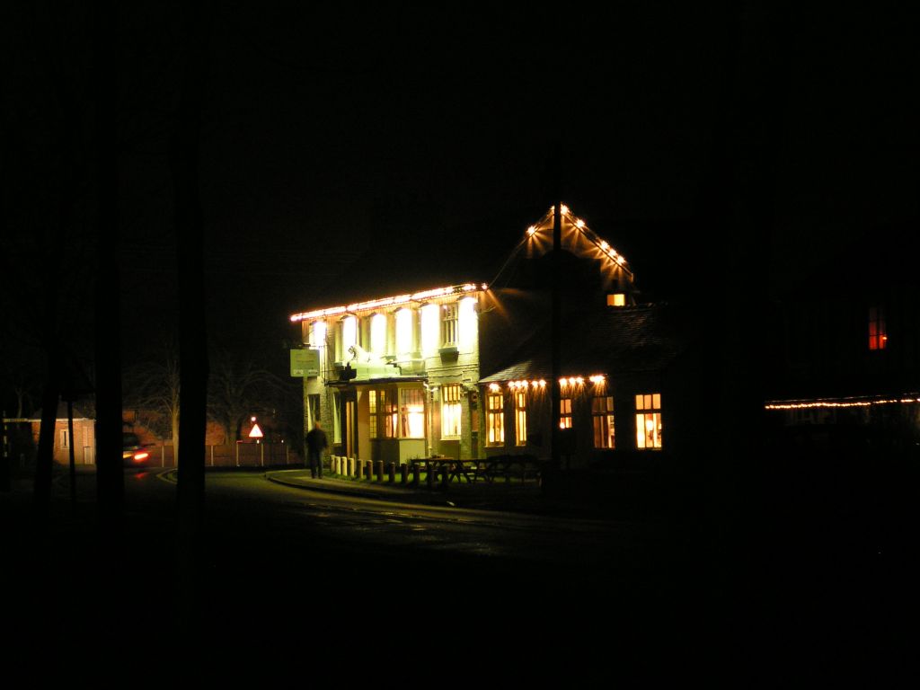 An photograph of the White Lion in Hankelow taken on the night of 15th December 2008