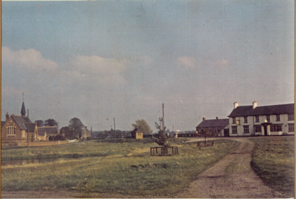 Hankelow Green, Primary School and the White Lion pub, possibly in the 1960s