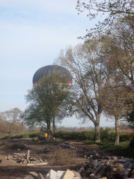 A balloon just misses landing in Hankelow Parish in Spring 2013 - on the way down