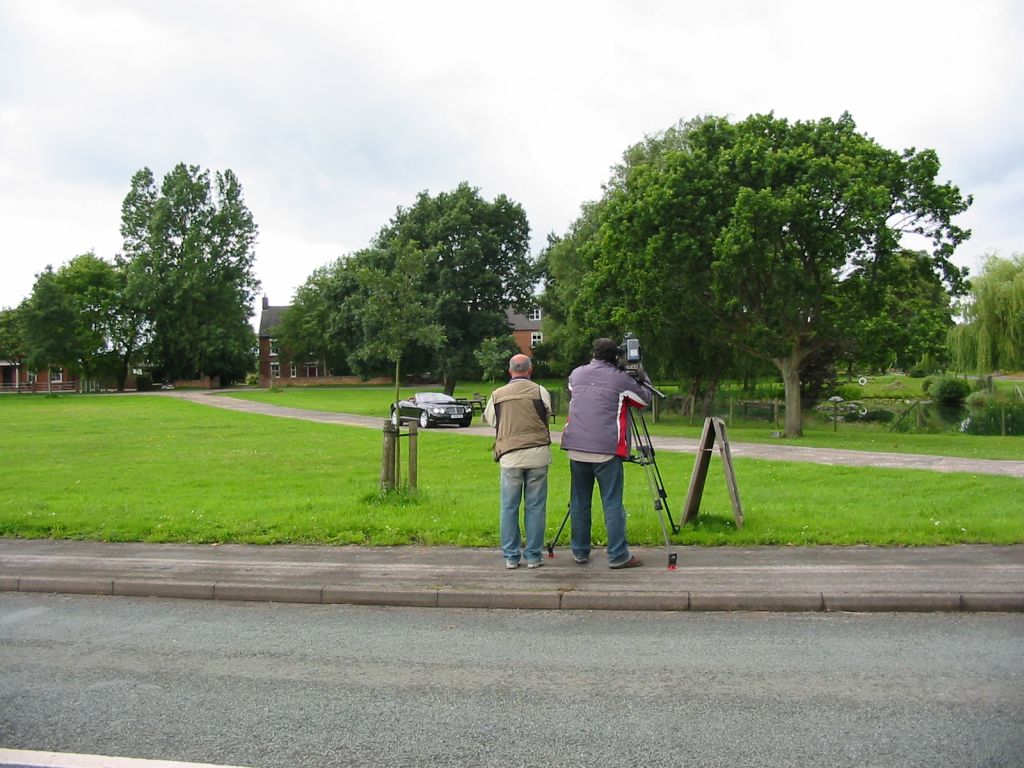 A Brazilian camera crewe make a publicity film for a British luxury car on Hankelow Green in July 2007
